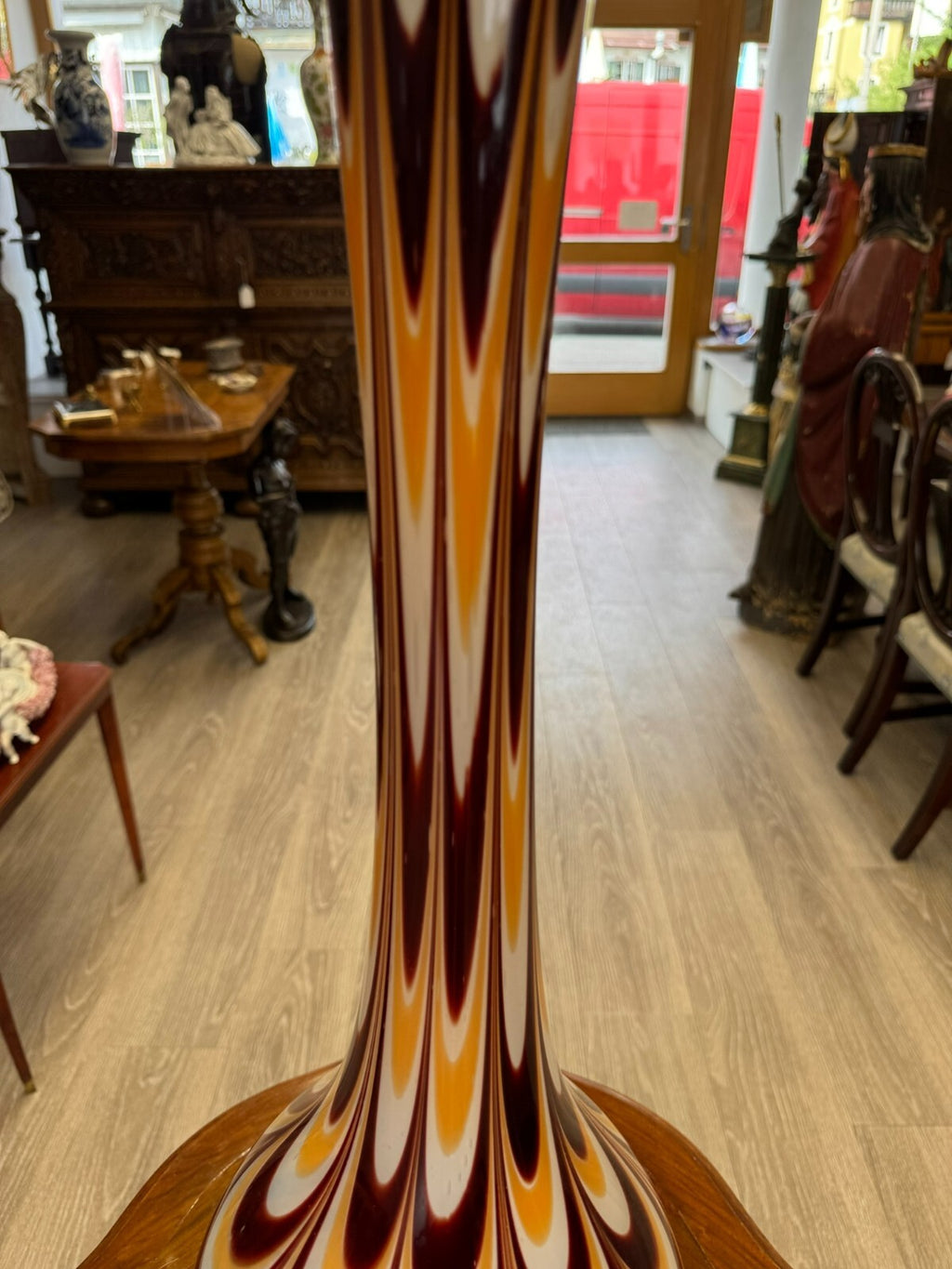 Vintage Bodenvase grosse Vase aus Glas Lollipop Space Age Schott Zwiesel 81x27cm