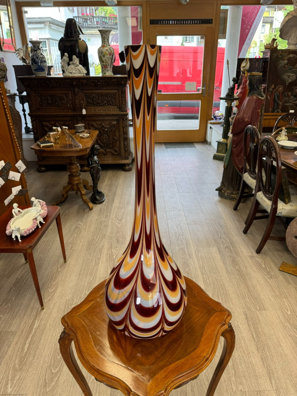 VINTAGE BODENVASE GROSSE VASE AUS GLAS LOLLIPOP SPACE AGE SCHOTT ZWIESEL 81x27cm