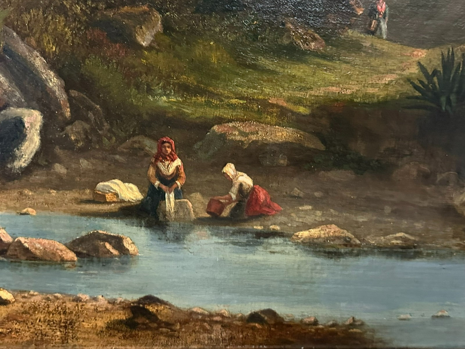 David Sutter (1811-1880) antikes Ölgemälde Romatische Landschaft mit Personen