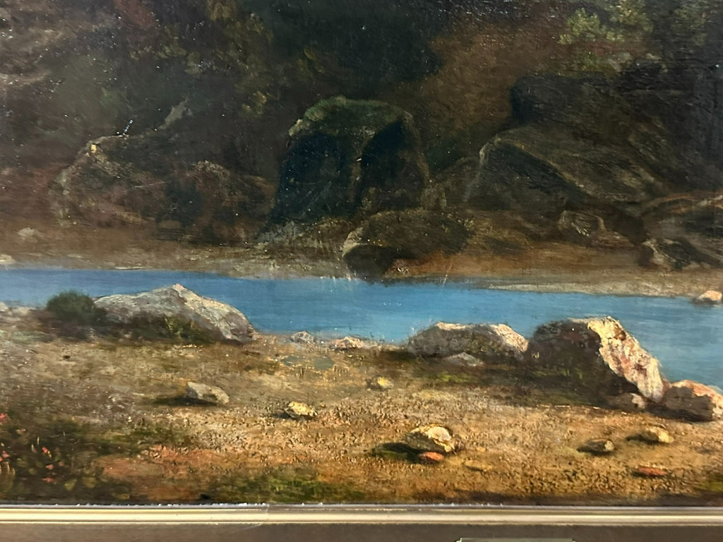 David Sutter (1811-1880) antikes Ölgemälde Romatische Landschaft mit Personen