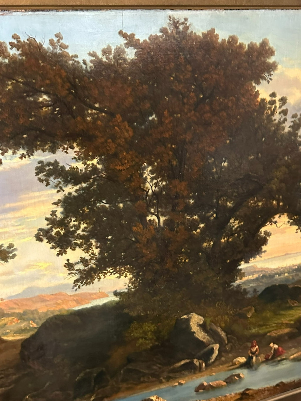 David Sutter (1811-1880) antikes Ölgemälde Romatische Landschaft mit Personen
