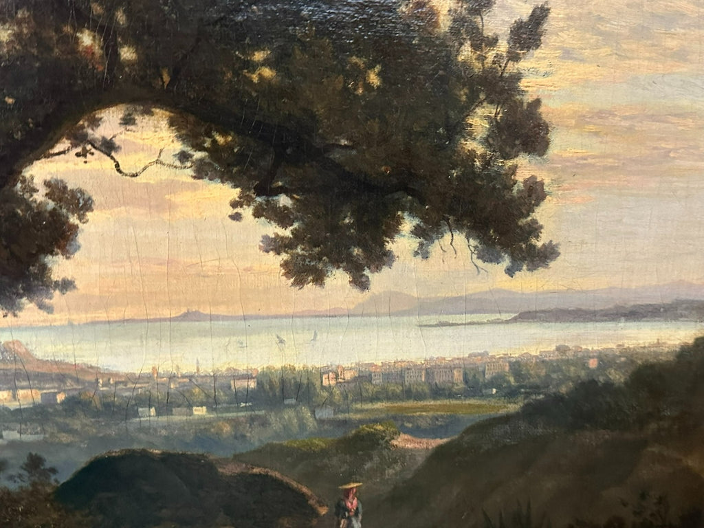 David Sutter (1811-1880) antikes Ölgemälde Romatische Landschaft mit Personen