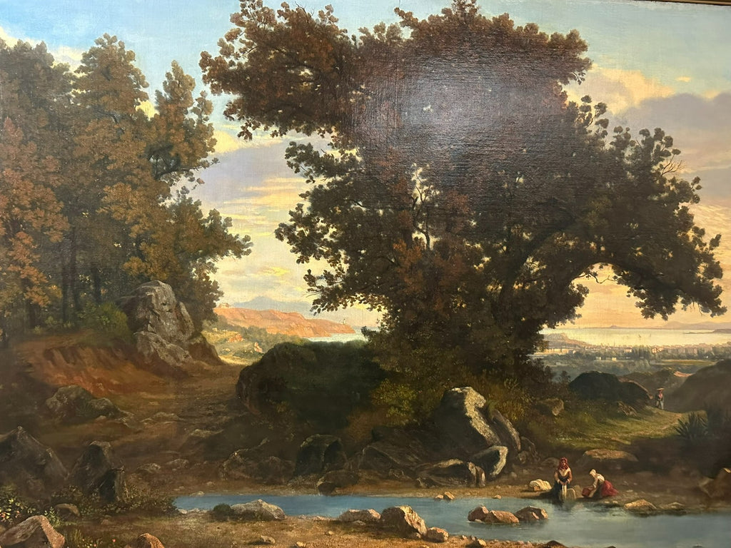 David SUTTER (1811-1880) ANTIKES ÖLGEMÄLDE ROMATISCHE LANDSCHAFT MIT PERSONEN