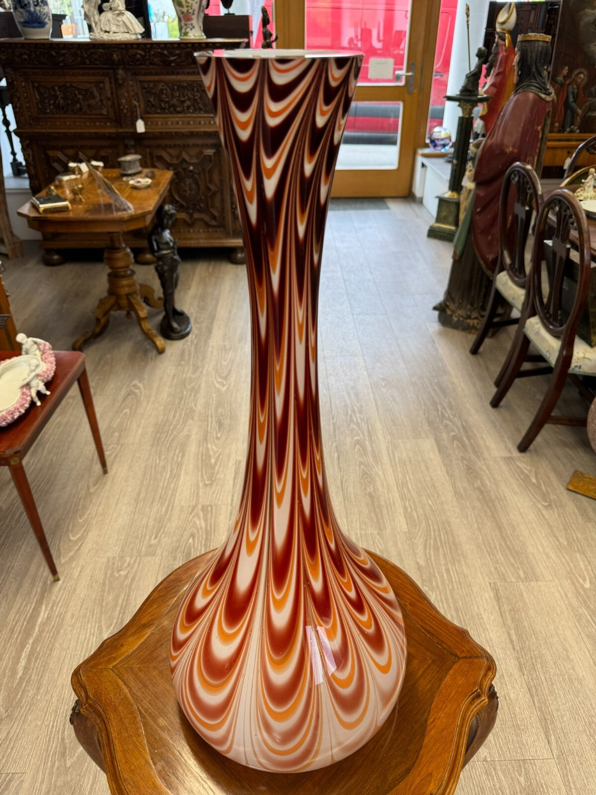 Vintage Bodenvase grosse Vase aus Glas Lollipop Space Age Schott Zwiesel 73x30cm