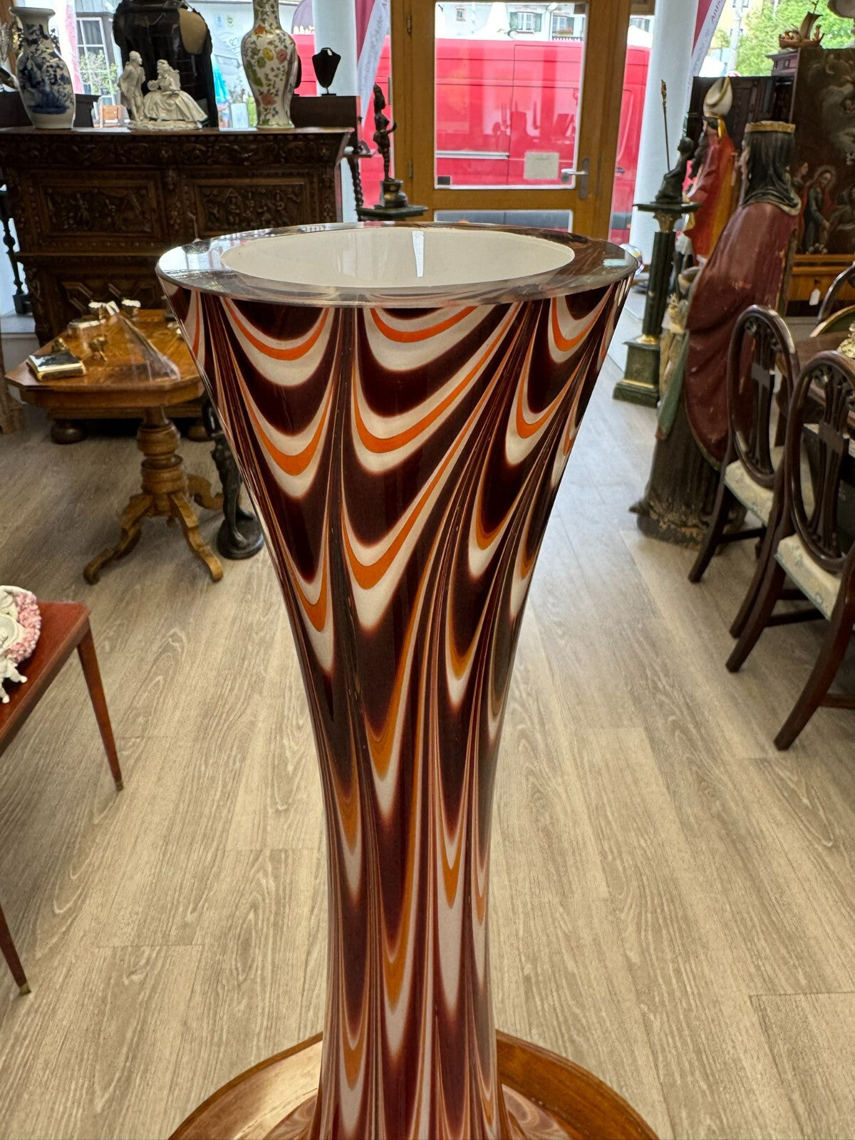 Vintage Bodenvase grosse Vase aus Glas Lollipop Space Age Schott Zwiesel 73x30cm