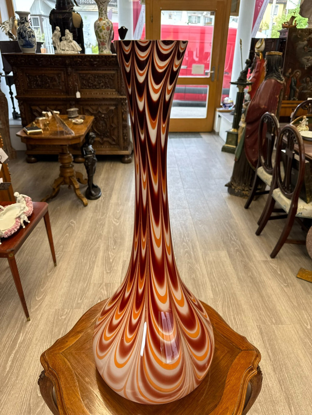 Vintage Bodenvase grosse Vase aus Glas Lollipop Space Age Schott Zwiesel 73x30cm