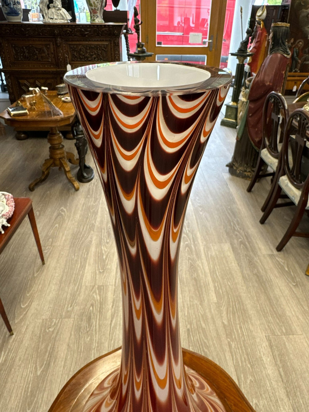 Vintage Bodenvase grosse Vase aus Glas Lollipop Space Age Schott Zwiesel 73x30cm