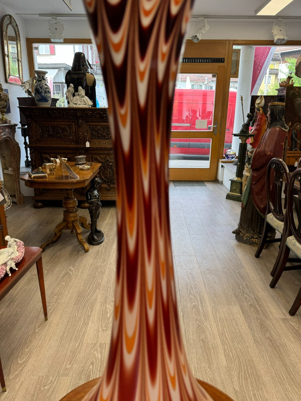 Vintage Bodenvase grosse Vase aus Glas Lollipop Space Age Schott Zwiesel 73x30cm