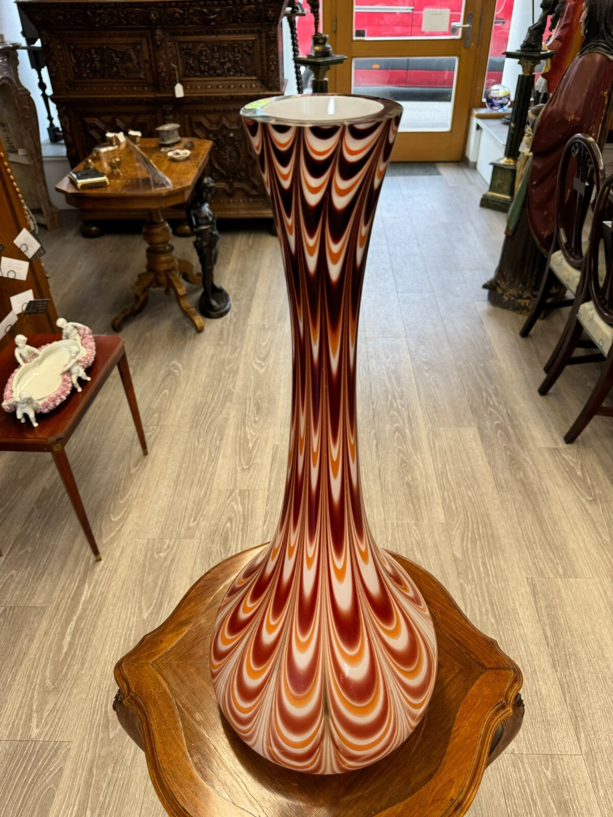Vintage Bodenvase grosse Vase aus Glas Lollipop Space Age Schott Zwiesel 73x30cm