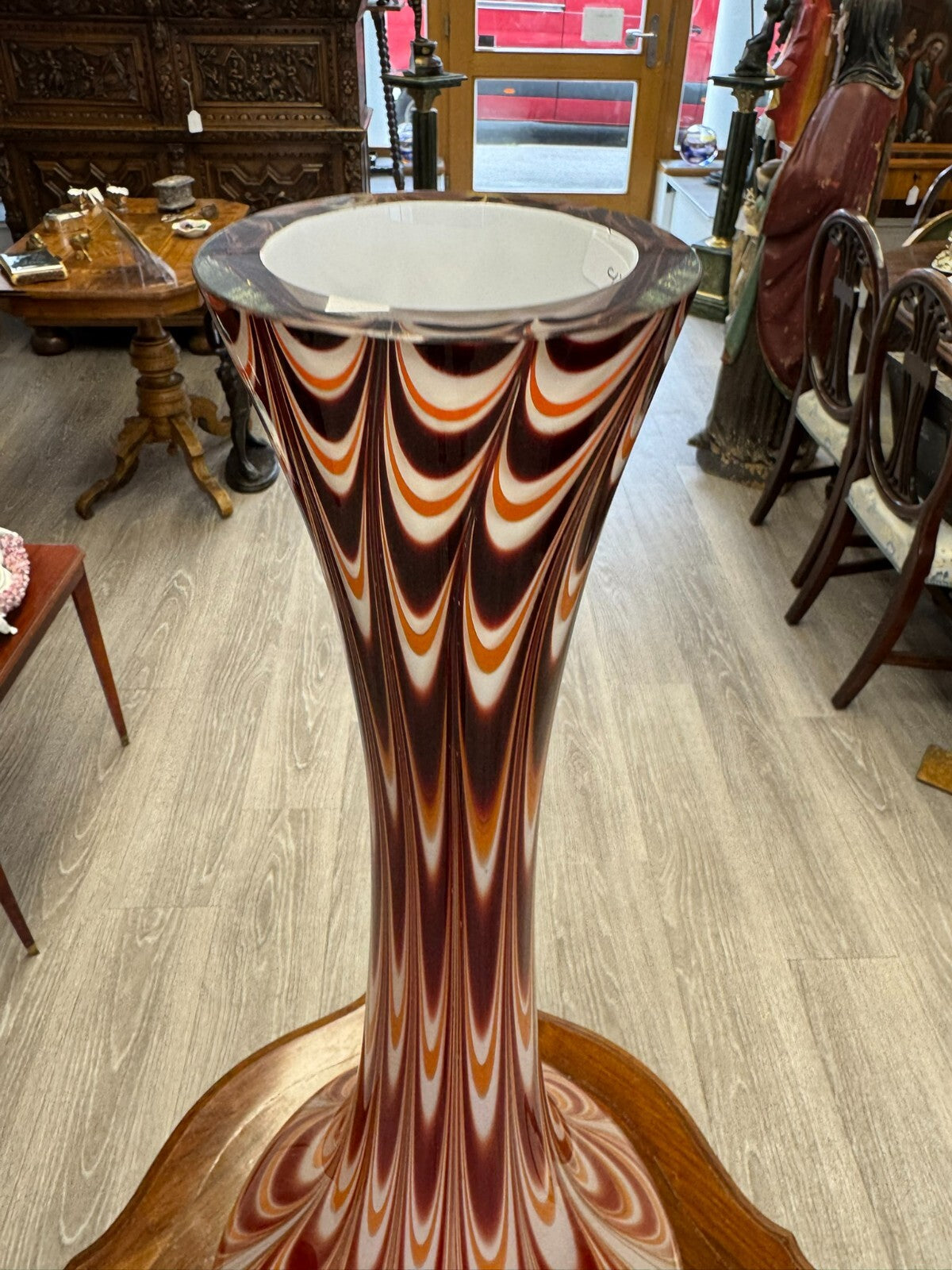 Vintage Bodenvase grosse Vase aus Glas Lollipop Space Age Schott Zwiesel 73x30cm