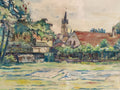 Erich FRANKENBERG AQUARELL TACHAU MARIENBAD DORF LANDSCHAFT GERAHMT