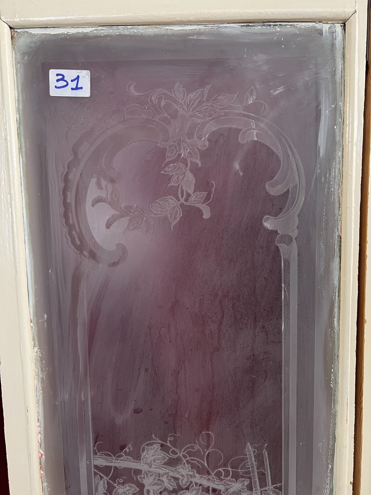 Paar antike Glasscheiben Fenster Glas Jugendstil original 1900 Personen Blumen
