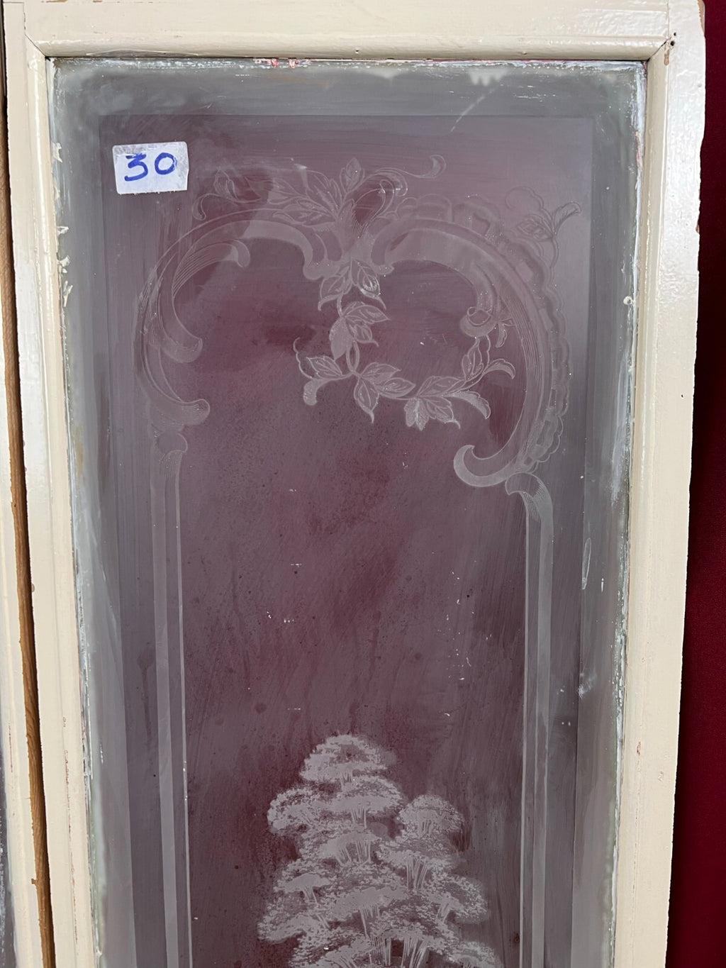 Paar antike Glasscheiben Fenster Glas Jugendstil original 1900 Personen Blumen