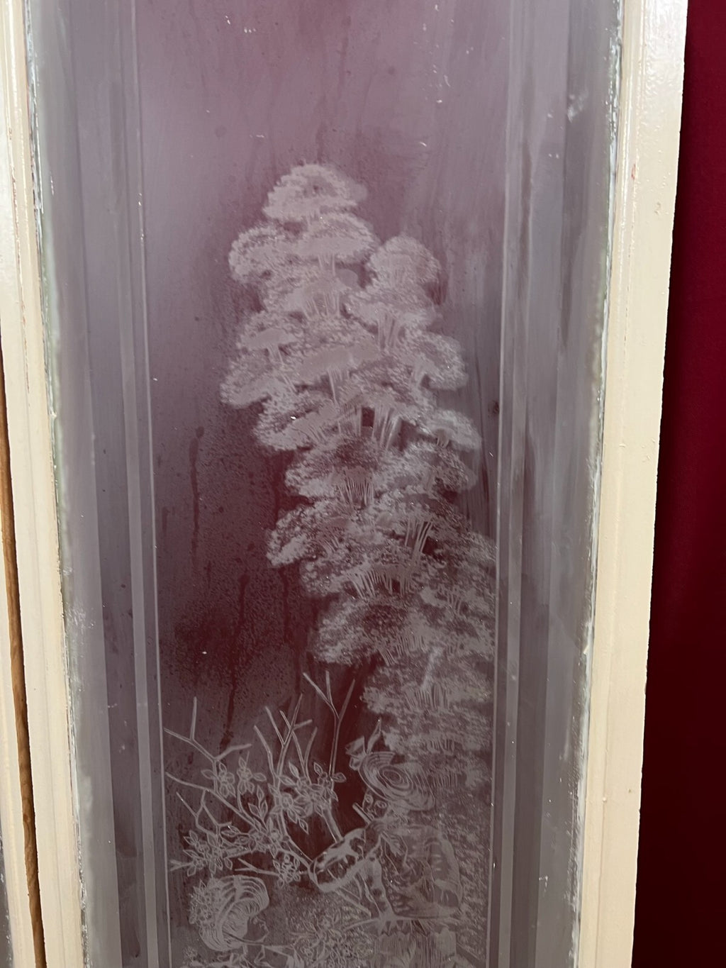Paar antike Glasscheiben Fenster Glas Jugendstil original 1900 Personen Blumen