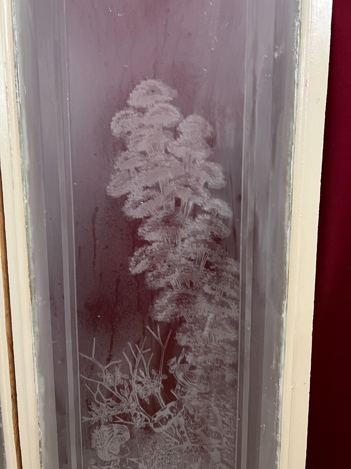 Paar antike Glasscheiben Fenster Glas Jugendstil original 1900 Personen Blumen