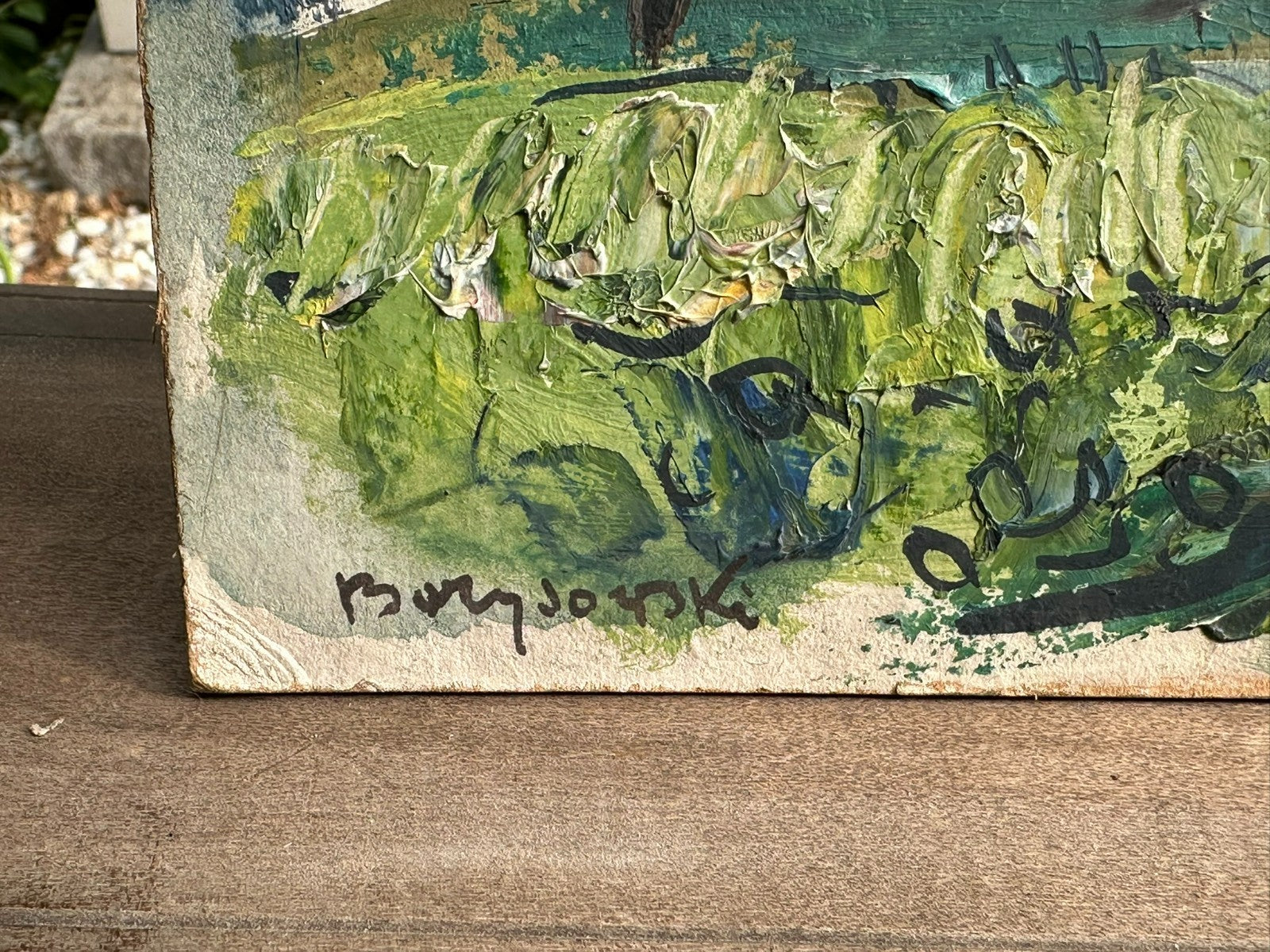 Ölgemälde der Abuernhof Landschaft Häuser Stanislaw Borysowski (1906-1988)