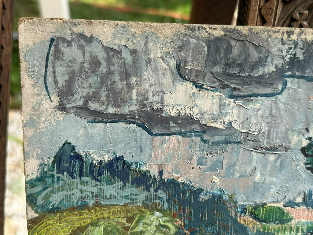 Ölgemälde der Abuernhof Landschaft Häuser Stanislaw Borysowski (1906-1988)
