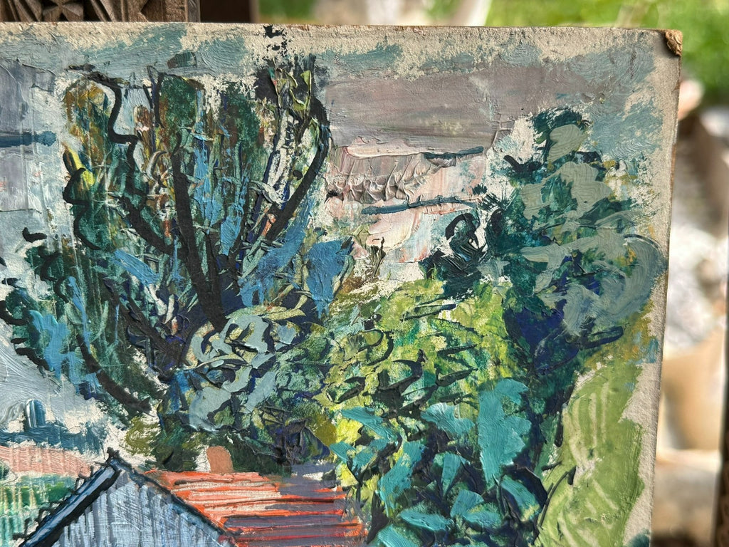 Ölgemälde der Abuernhof Landschaft Häuser Stanislaw Borysowski (1906-1988)
