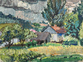 ÖLGEMÄLDE DER ABUERNHOF LANDSCHAFT HÄUSER Stanislaw BORYSOWSKI (1906-1988)