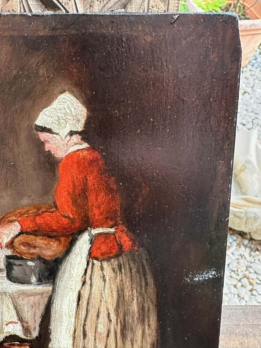 Antikes Ölgemälde das Dienstmädchen Monogrammist Kopie nach Francois Bonvin