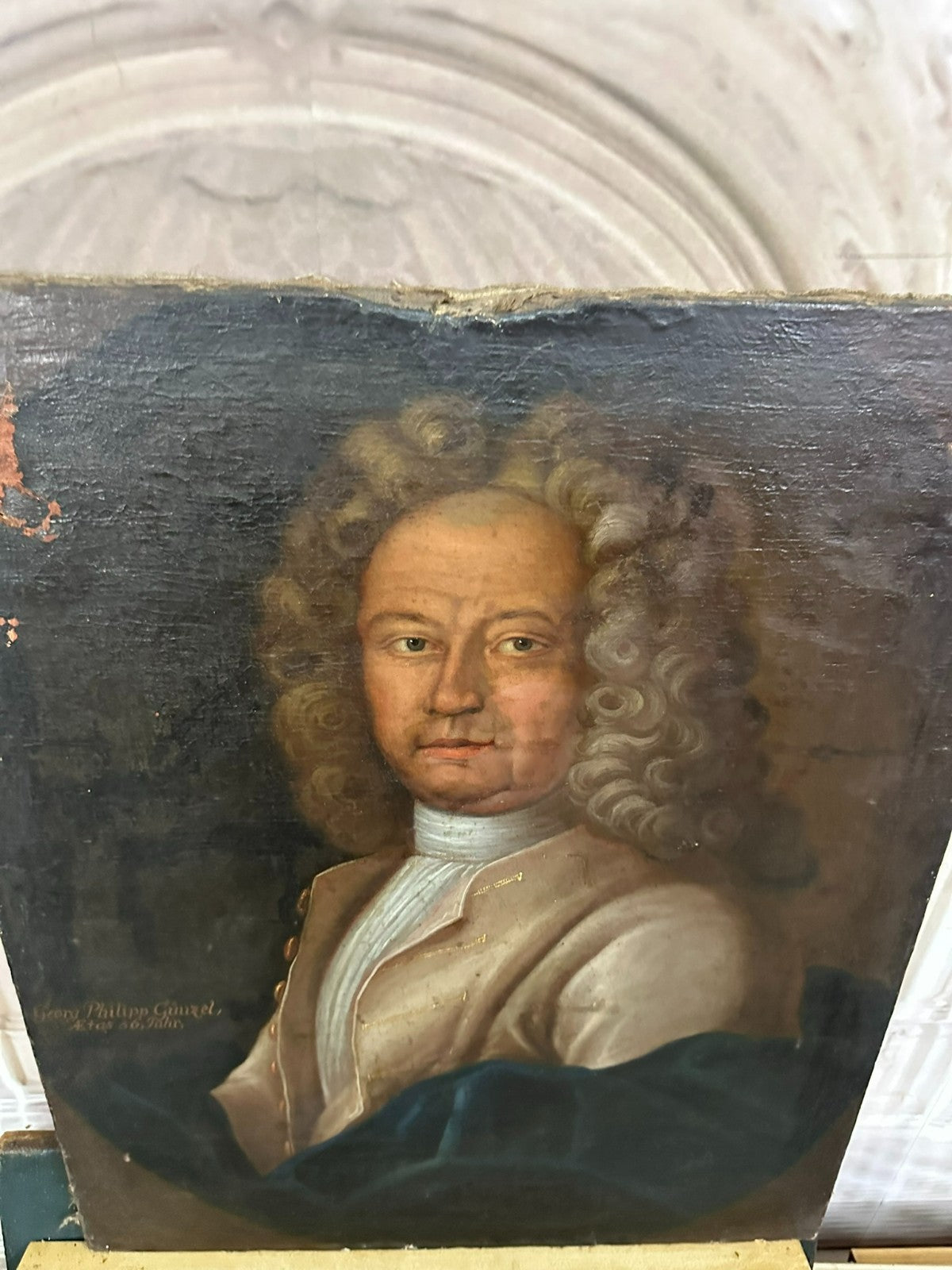 Antikes Ölgemälde Barock Gemälde Portrait des Georg Philipp Günzel 18 tes Jhdt