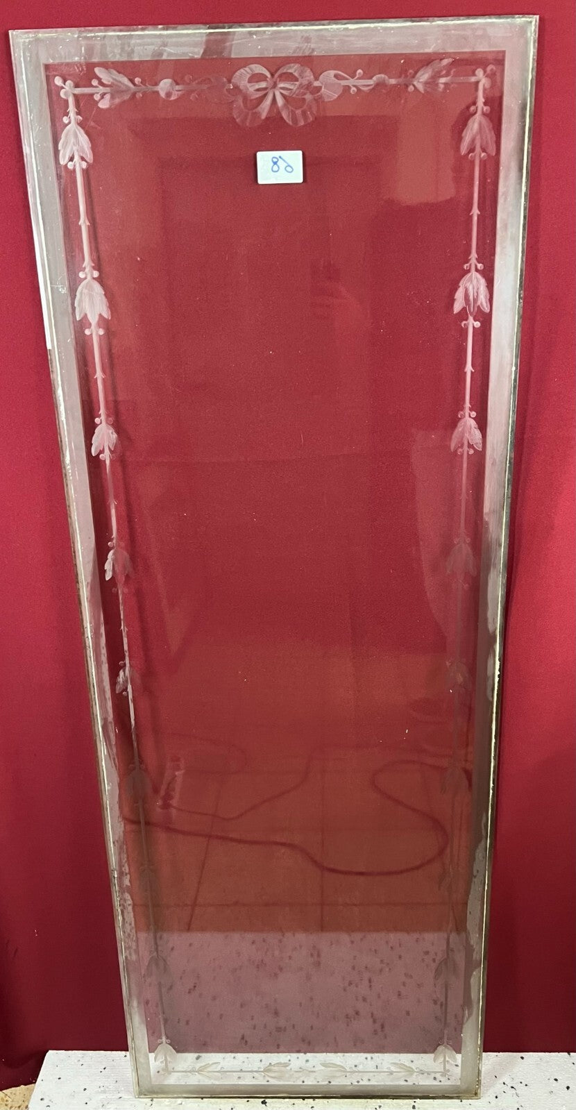 Antike Glasscheibe Glas Fenster Jugendstil original um 1900 Girlanden