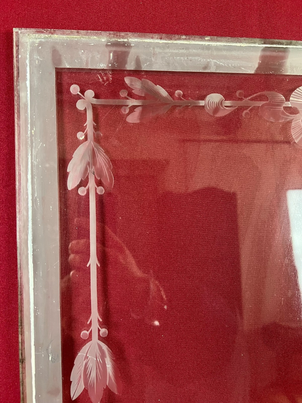 Antike Glasscheibe Glas Fenster Jugendstil original um 1900 Girlanden