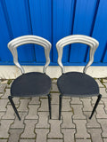 PAAR VINTAGE STÜHLE RÜCKENLEHNE AUS METALL SITZFLÄCHE LEDER
