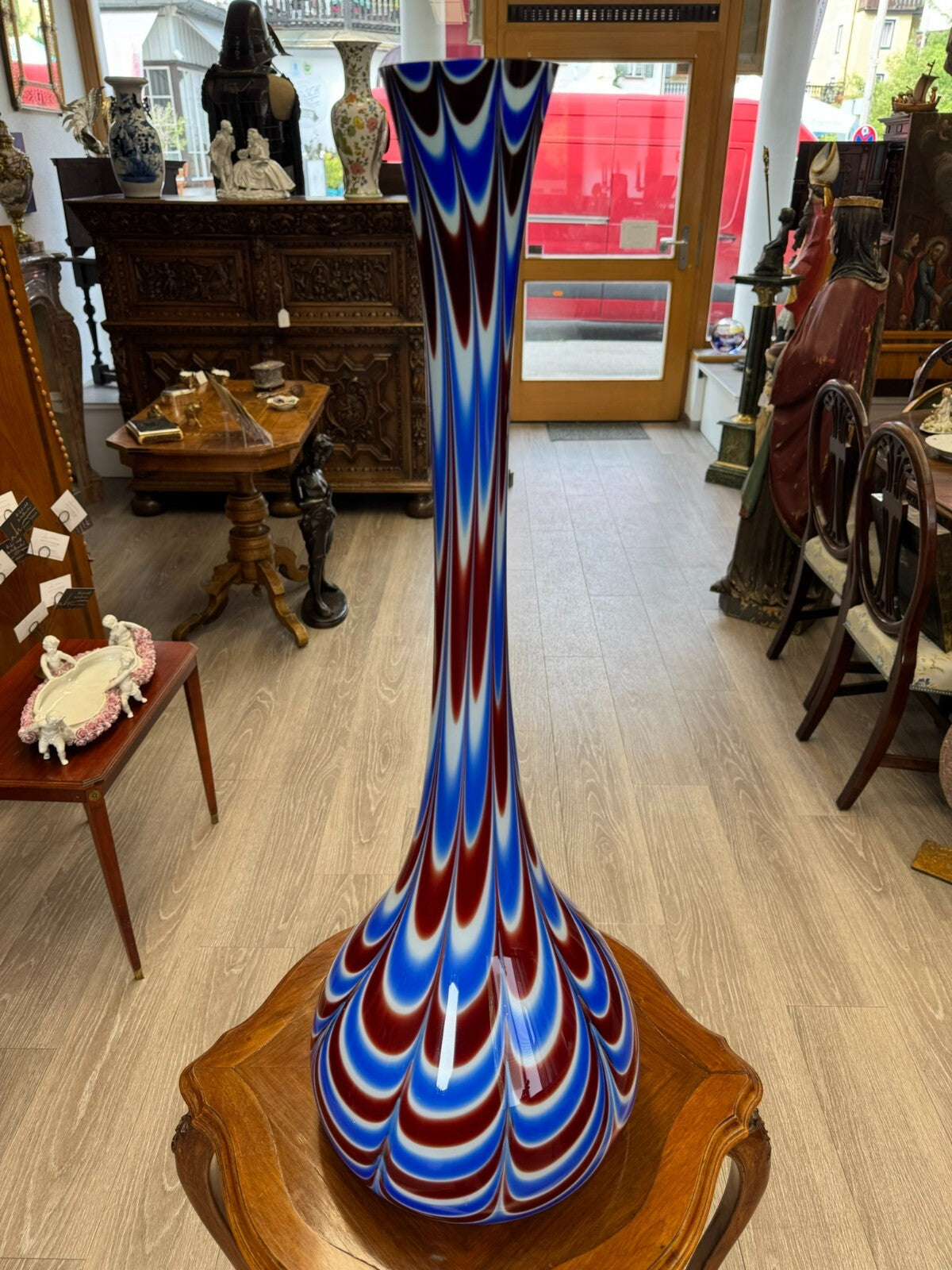 Vintage Bodenvase grosse Vase aus Glas Lollipop Space Age Schott Zwiesel 86x33cm