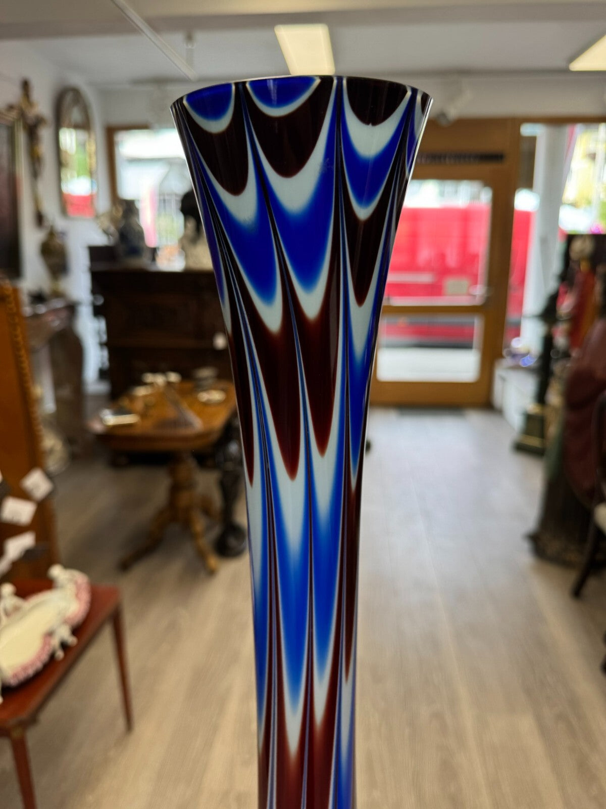 Vintage Bodenvase grosse Vase aus Glas Lollipop Space Age Schott Zwiesel 86x33cm