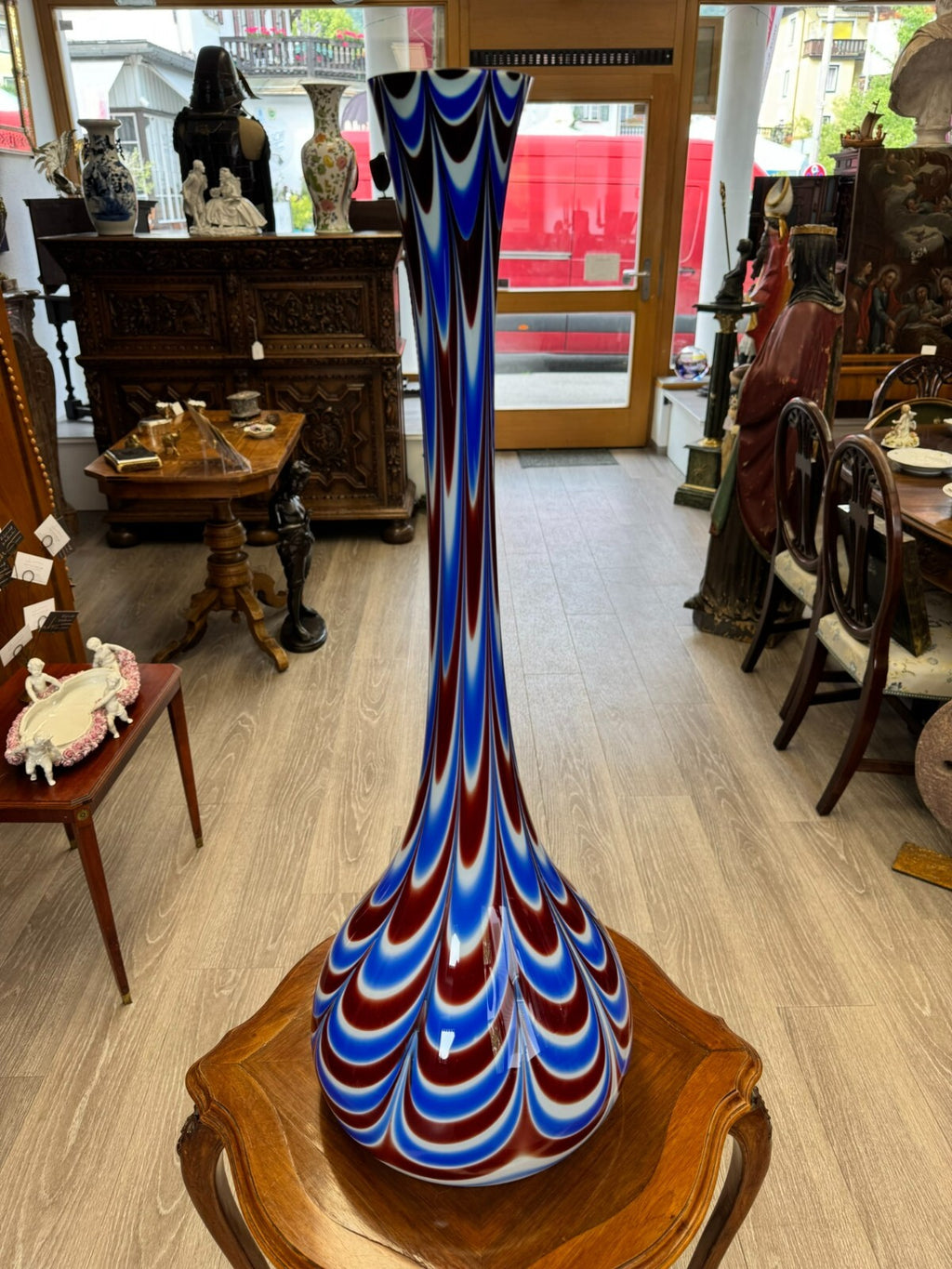 Vintage Bodenvase grosse Vase aus Glas Lollipop Space Age Schott Zwiesel 86x33cm
