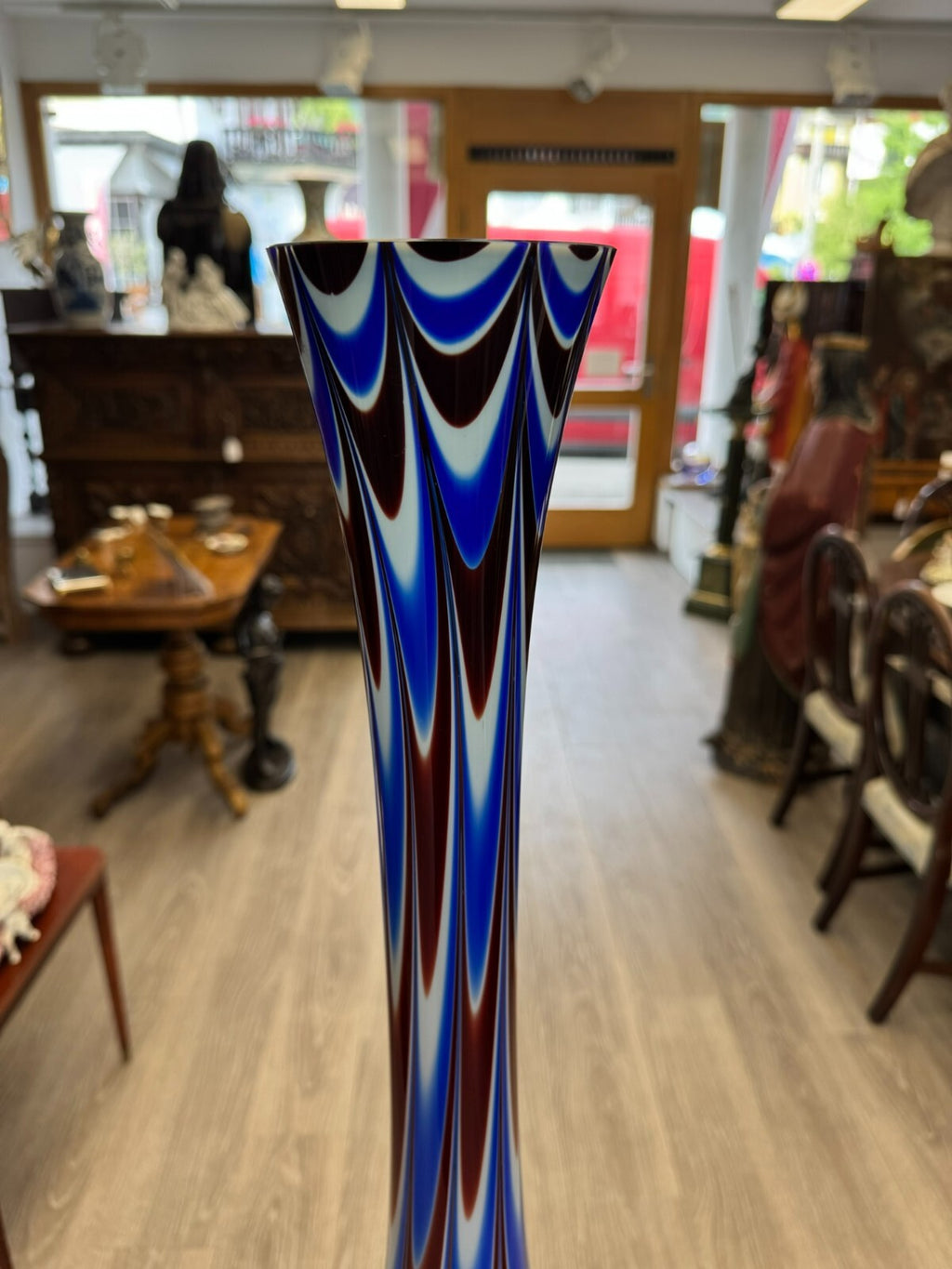 Vintage Bodenvase grosse Vase aus Glas Lollipop Space Age Schott Zwiesel 86x33cm