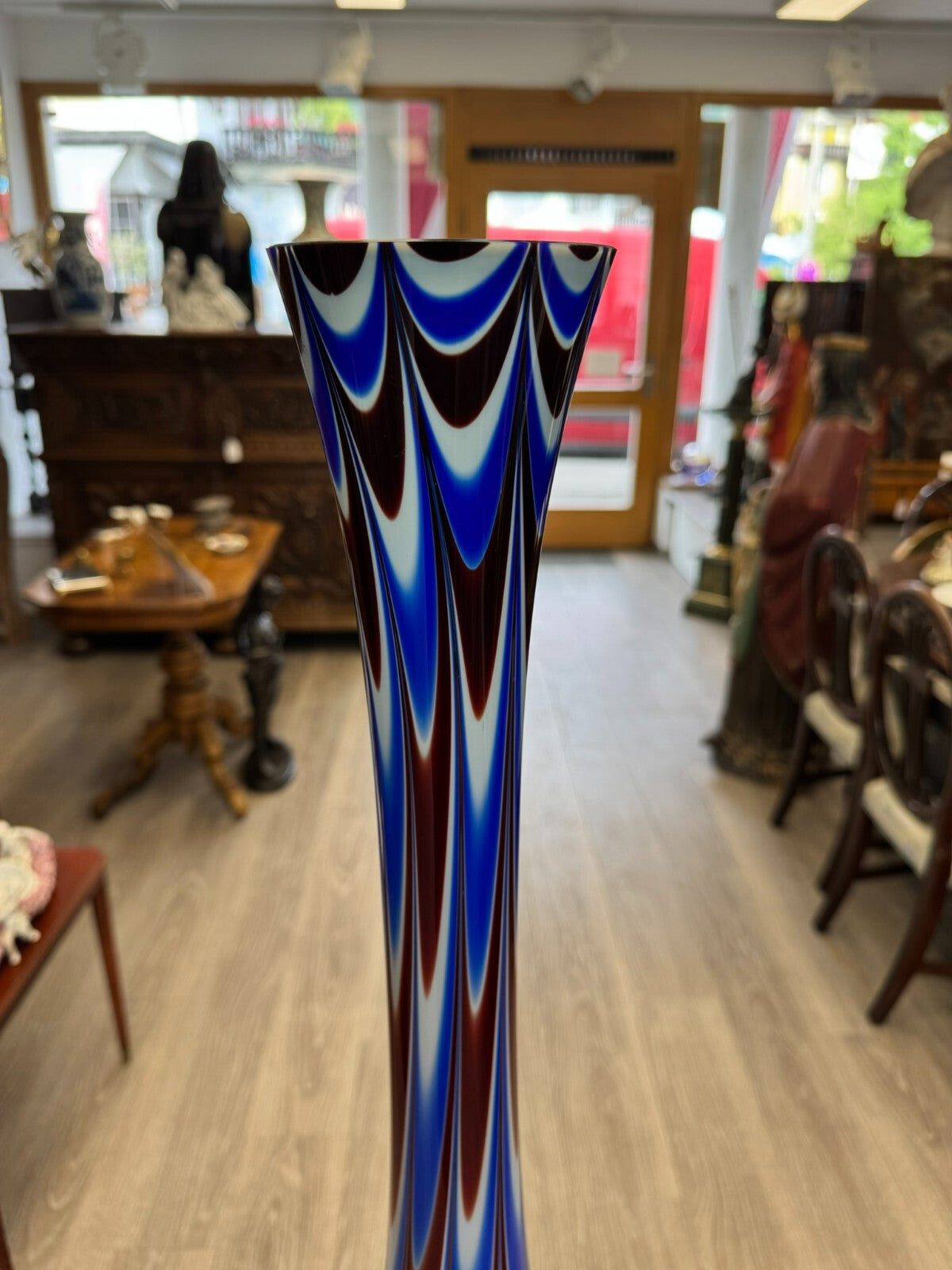 Vintage Bodenvase grosse Vase aus Glas Lollipop Space Age Schott Zwiesel 86x33cm