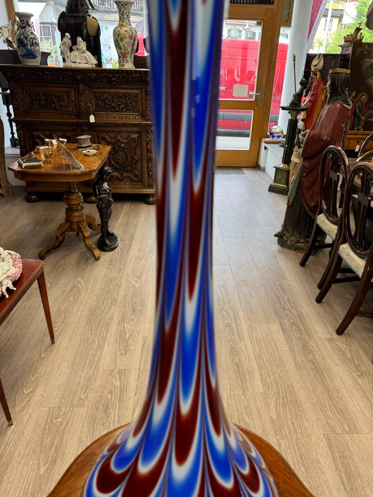 Vintage Bodenvase grosse Vase aus Glas Lollipop Space Age Schott Zwiesel 86x33cm