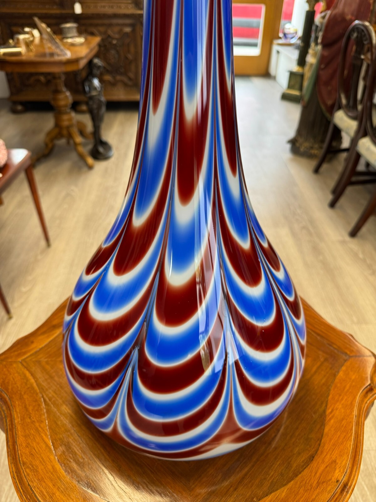 Vintage Bodenvase grosse Vase aus Glas Lollipop Space Age Schott Zwiesel 86x33cm