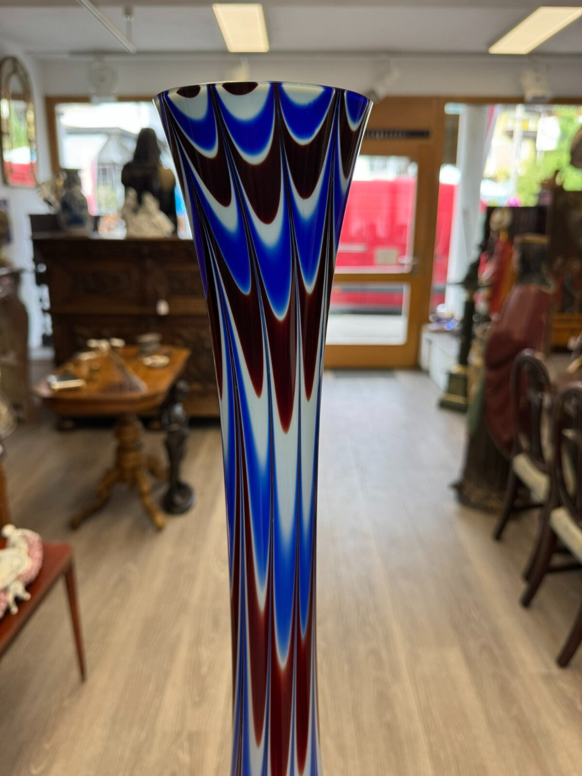 Vintage Bodenvase grosse Vase aus Glas Lollipop Space Age Schott Zwiesel 86x33cm
