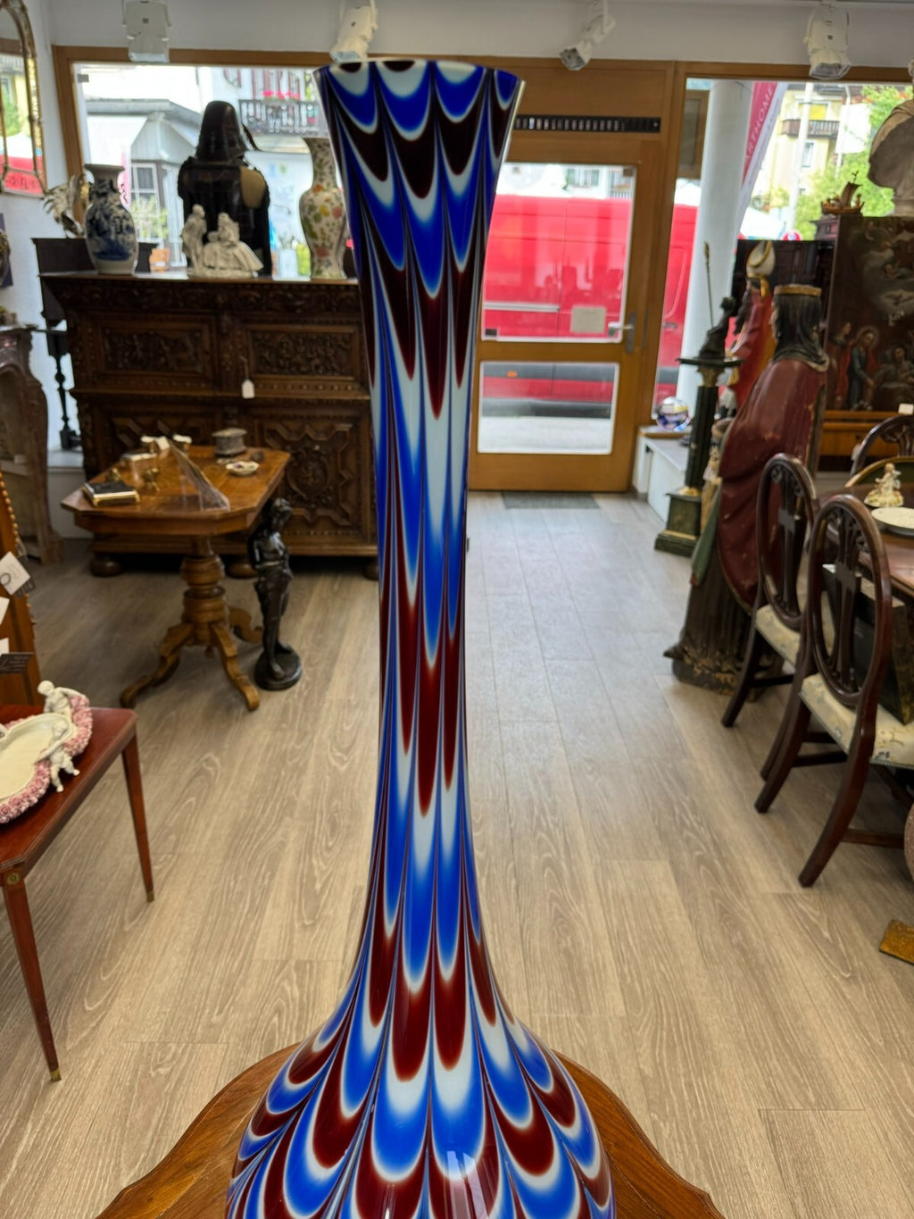 Vintage Bodenvase grosse Vase aus Glas Lollipop Space Age Schott Zwiesel 86x33cm