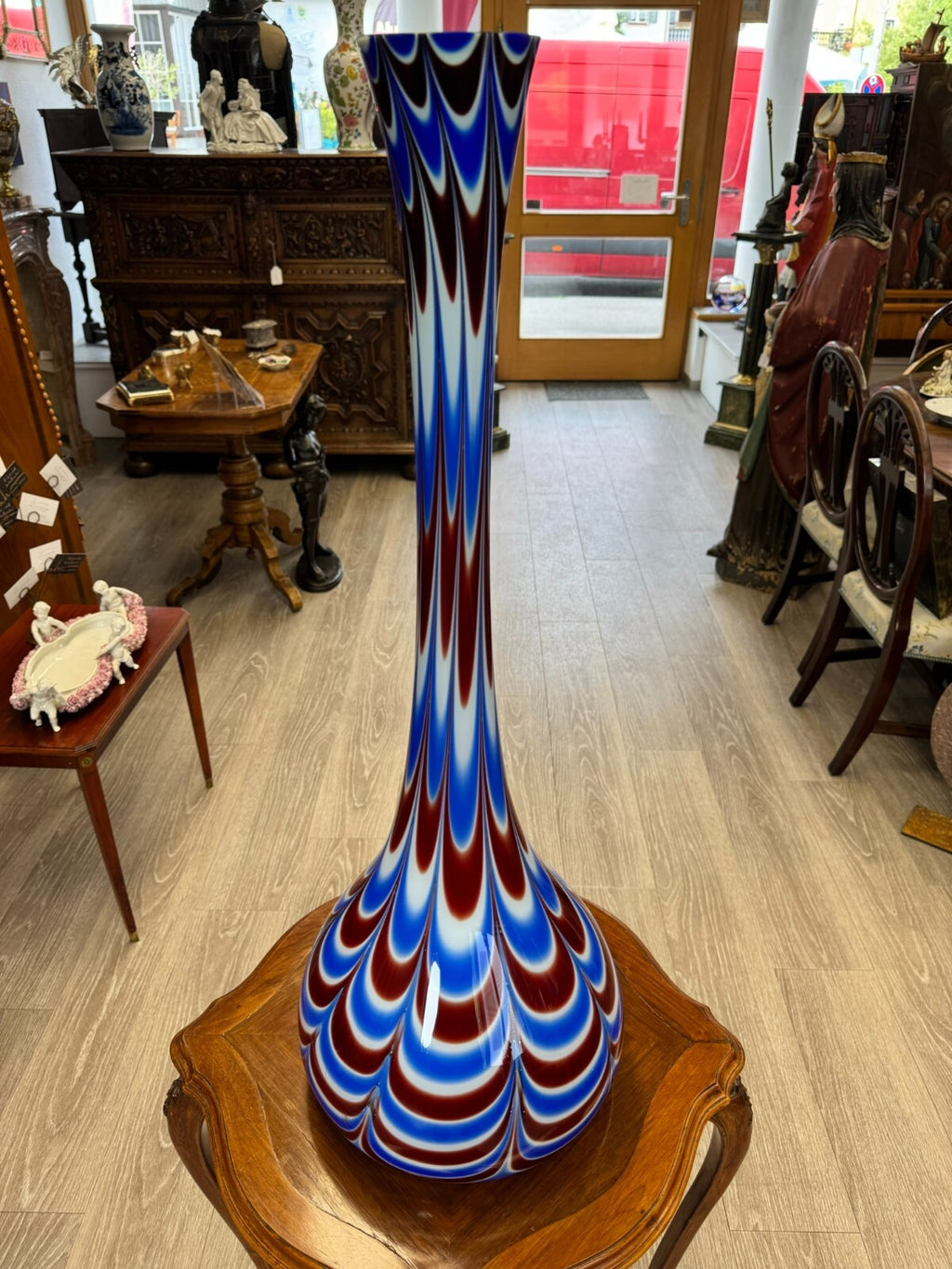 Vintage Bodenvase grosse Vase aus Glas Lollipop Space Age Schott Zwiesel 86x33cm