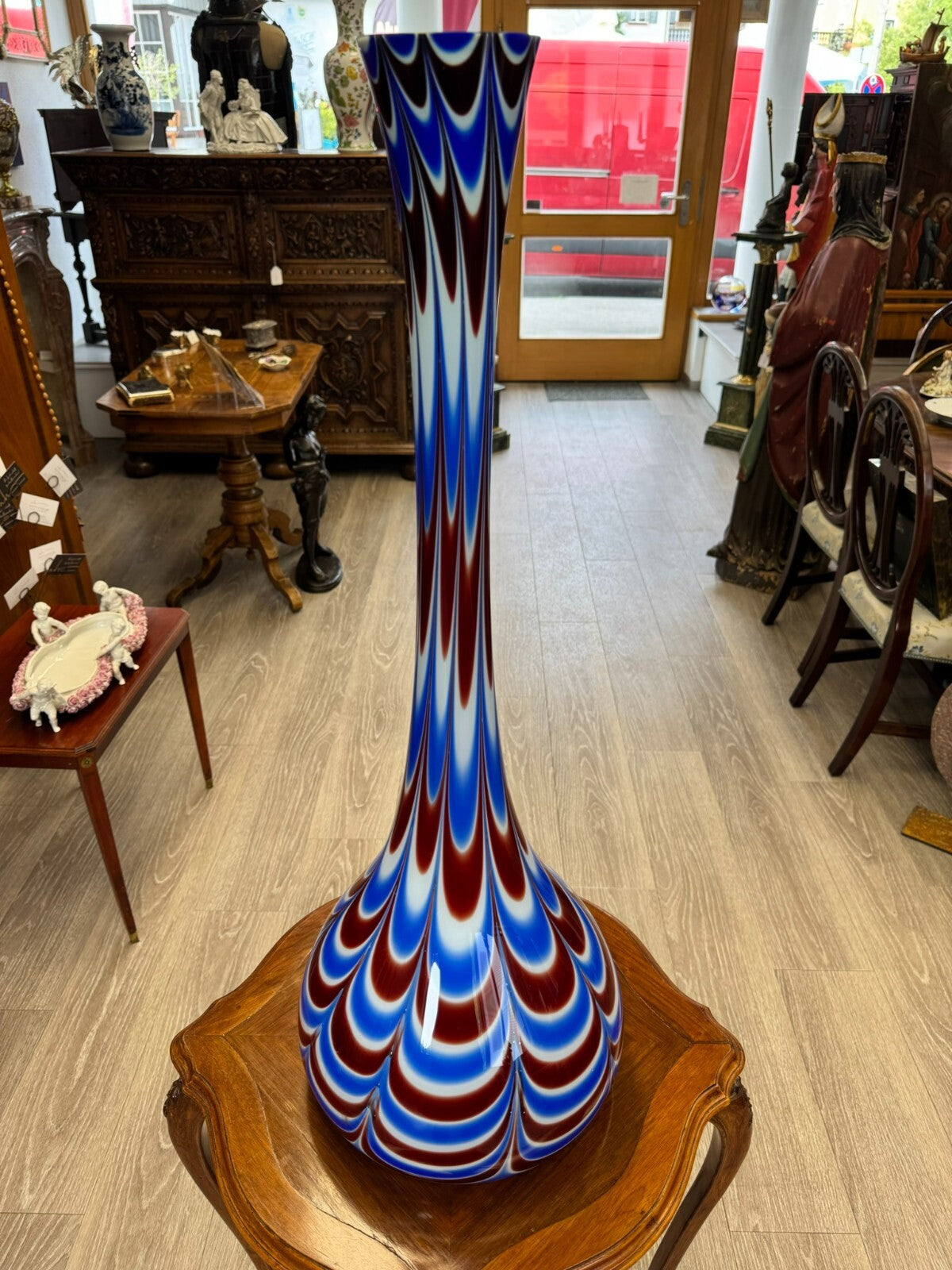 Vintage Bodenvase grosse Vase aus Glas Lollipop Space Age Schott Zwiesel 86x33cm