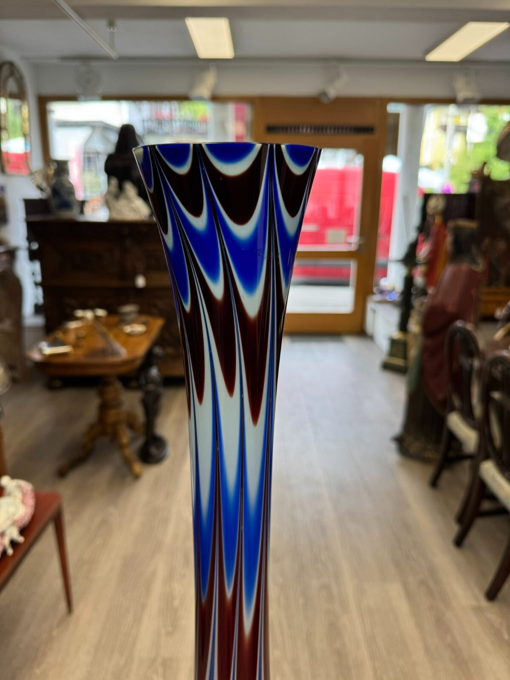 Vintage Bodenvase grosse Vase aus Glas Lollipop Space Age Schott Zwiesel 86x33cm