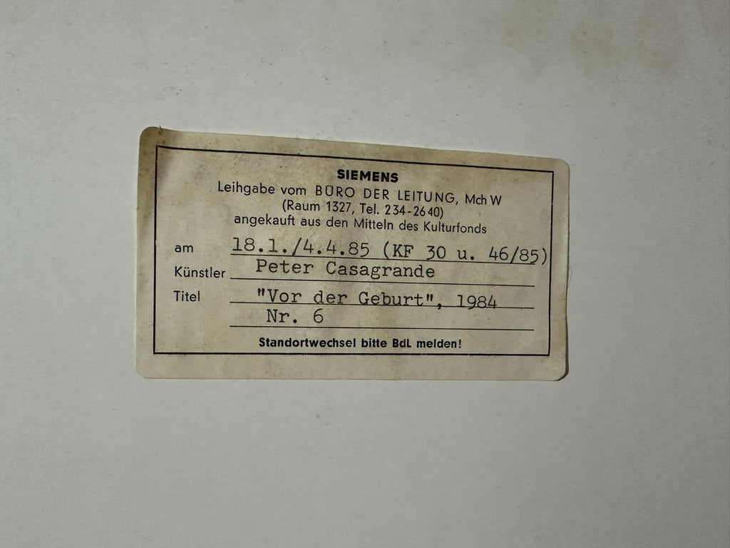 Peter Casagrande (1946) Acryl Gemälde vor der Geburt von 1984