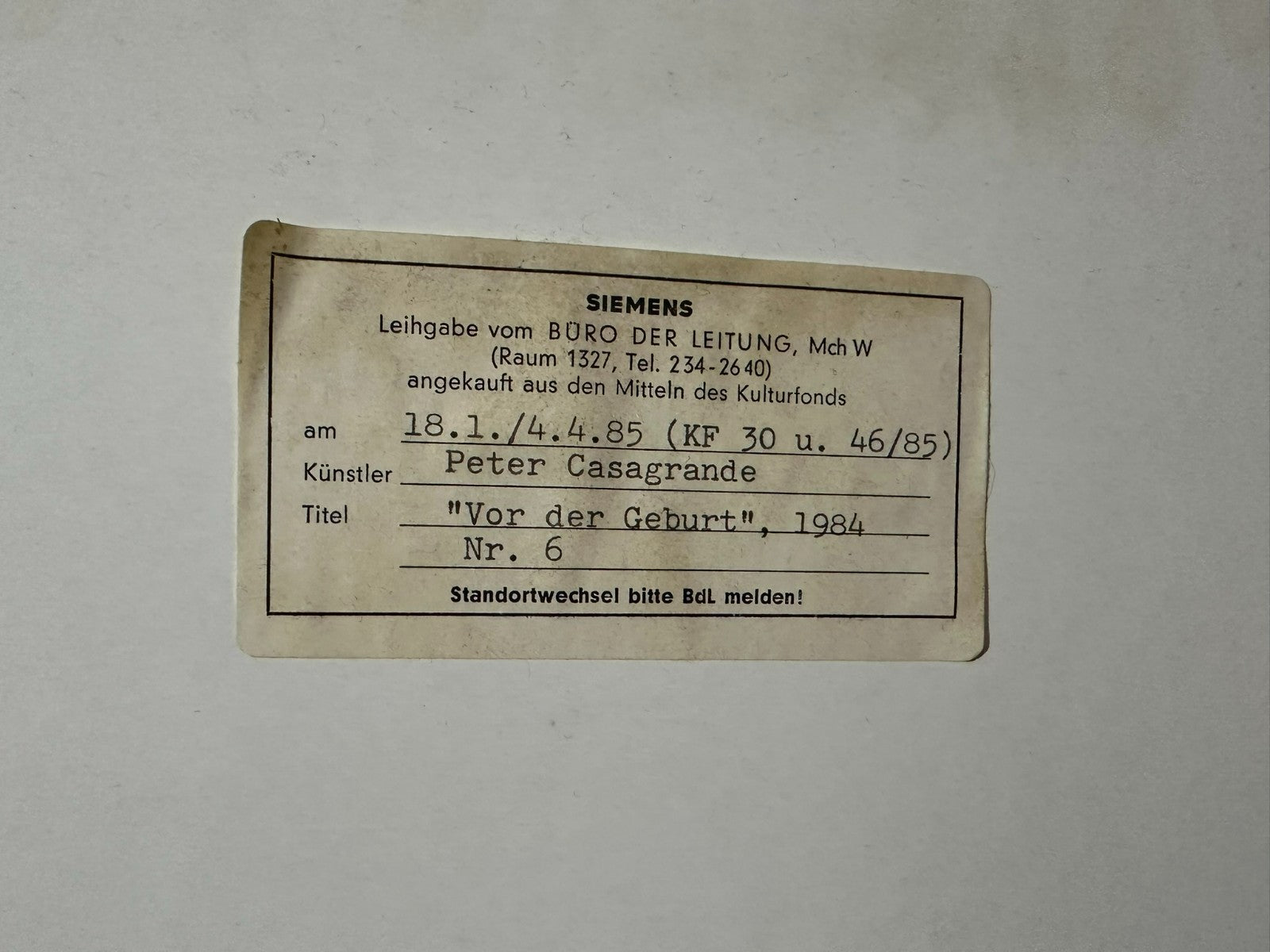 Peter Casagrande (1946) Acryl Gemälde vor der Geburt von 1984