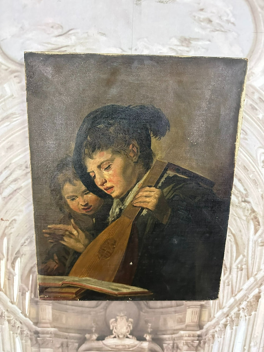 Antikes Ölgemälde nach Franz Hals die Musikanten Kinder