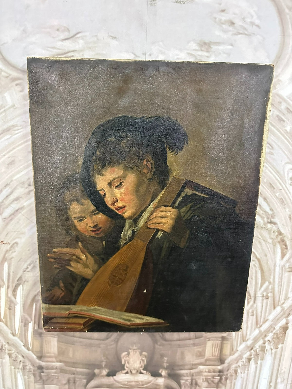 Antikes Ölgemälde nach Franz Hals die Musikanten Kinder