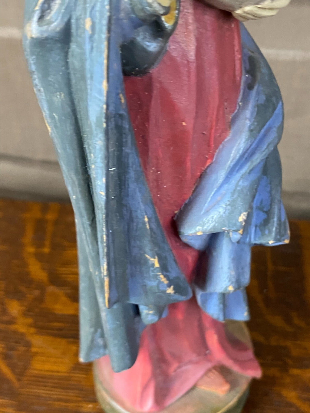 Heiligenfigur Heilige Maria mit dem Jesuskind Holz handbemalt Polychromie 28cm