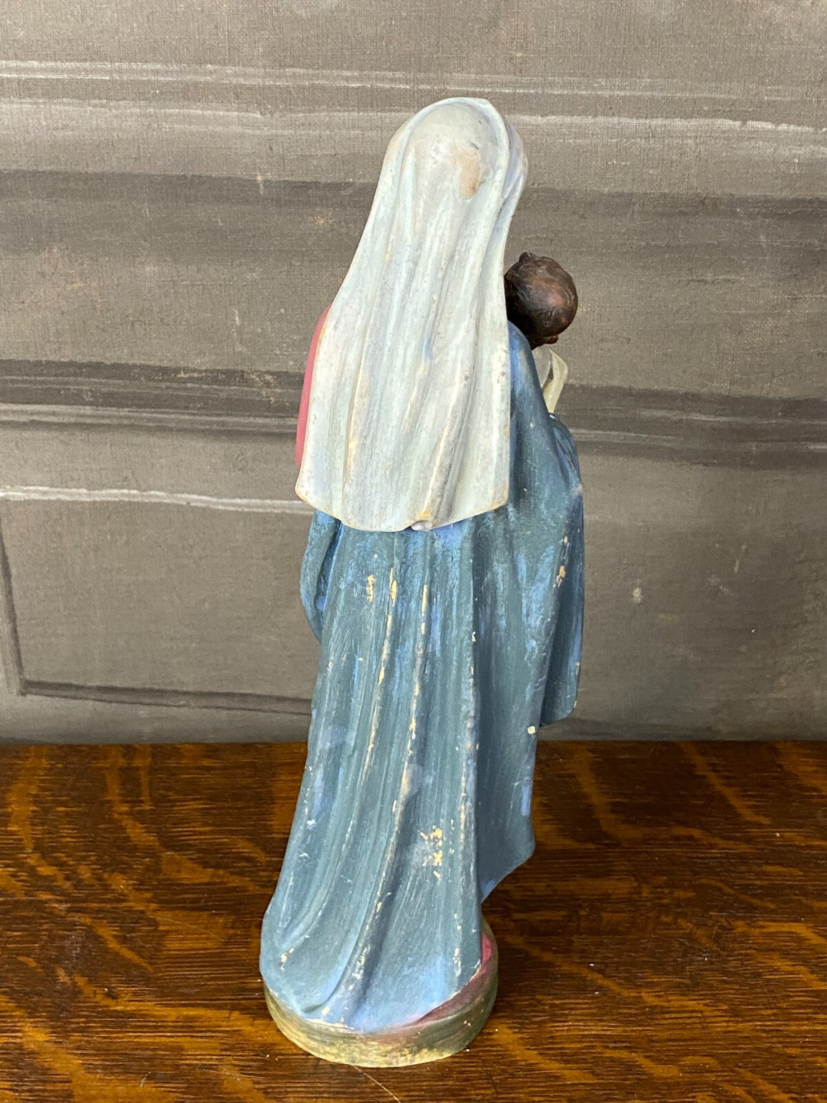 Heiligenfigur Heilige Maria mit dem Jesuskind Holz handbemalt Polychromie 28cm