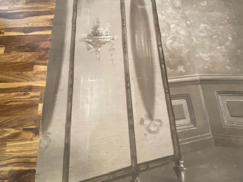Antike Wandverkleidung Bemalte Leinwand Historismus Jugendstil um 1890 300x230cm