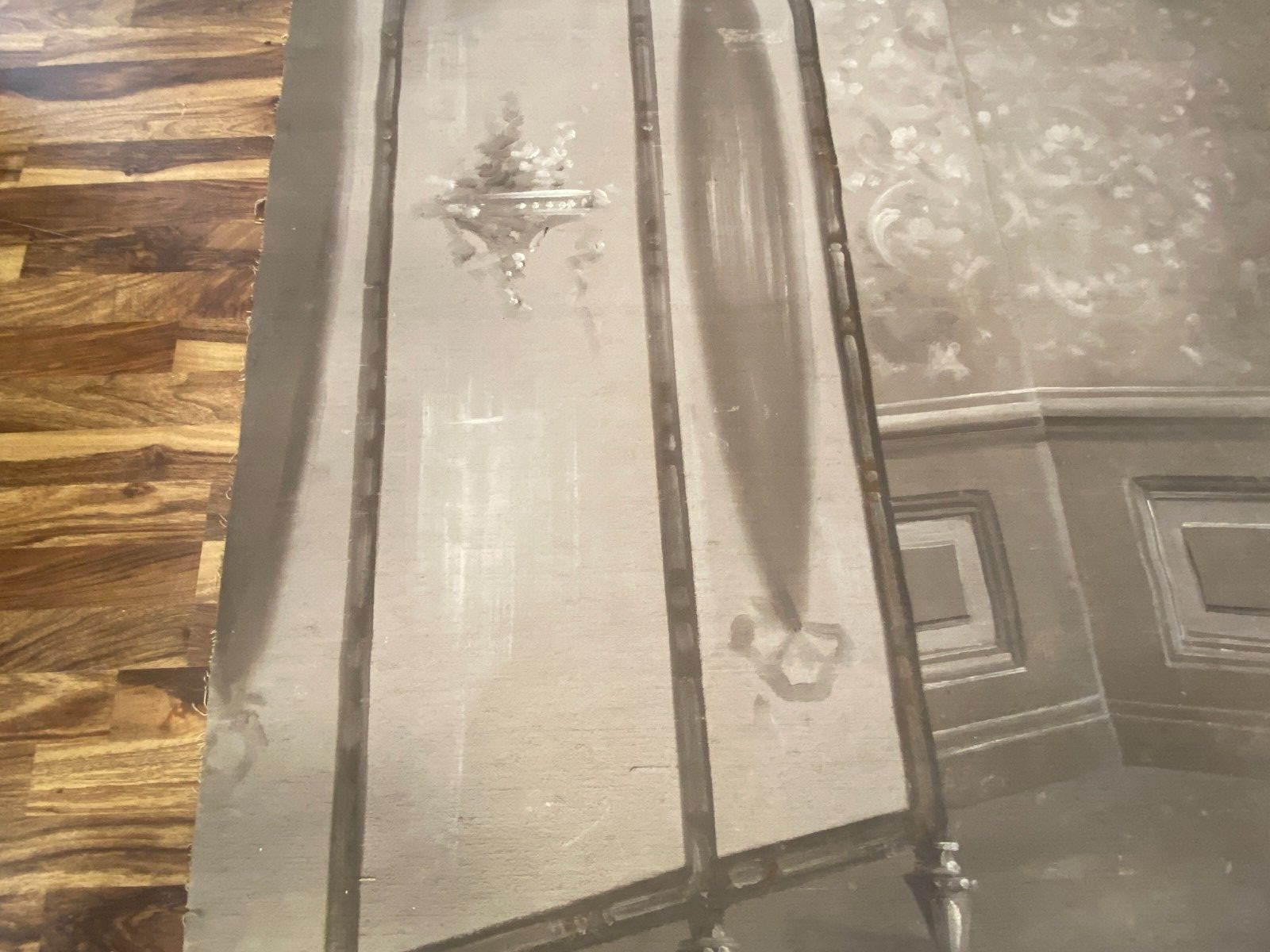 Antike Wandverkleidung Bemalte Leinwand Historismus Jugendstil um 1890 300x230cm