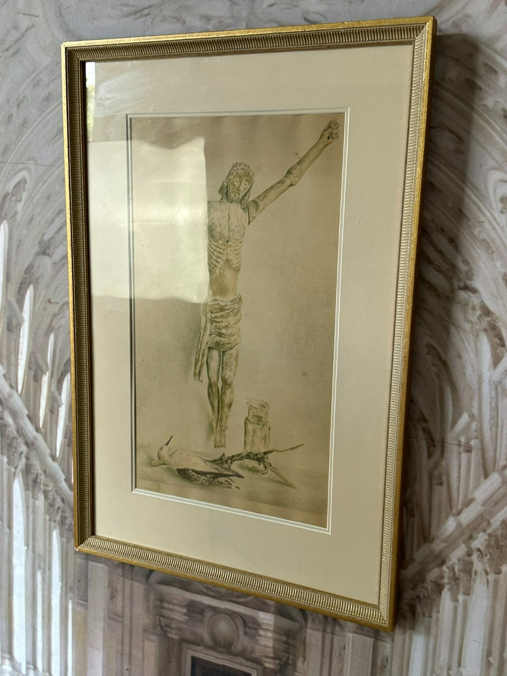 Wim Schuhmacher (1894-1986) grosse Lithografie Stillleben mit Jesus Korpus