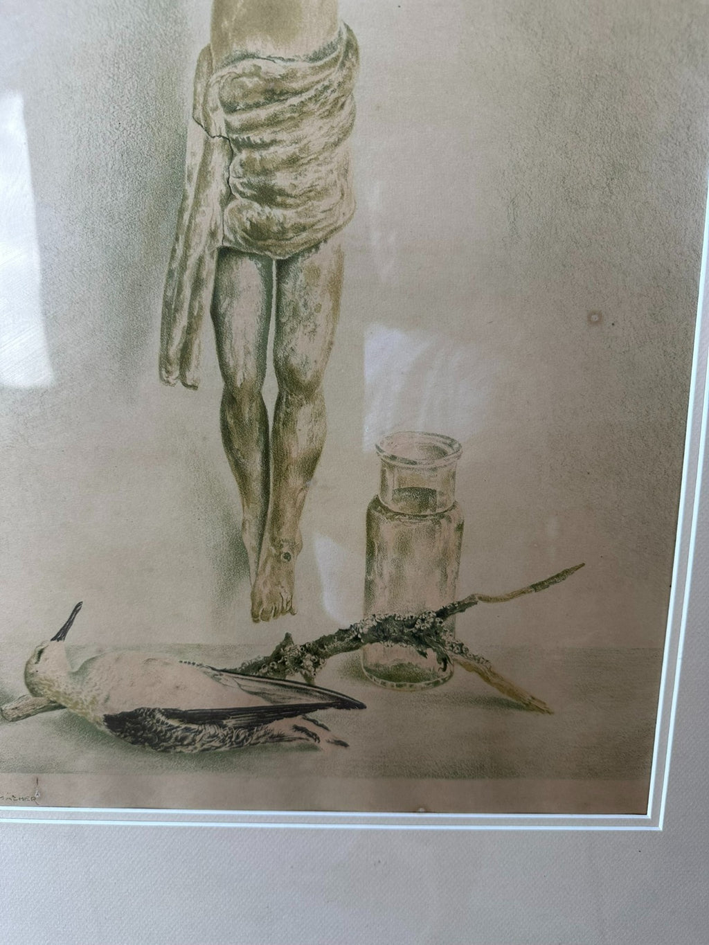 Wim Schuhmacher (1894-1986) grosse Lithografie Stillleben mit Jesus Korpus